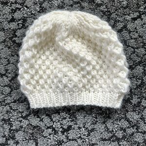 White knit beanie